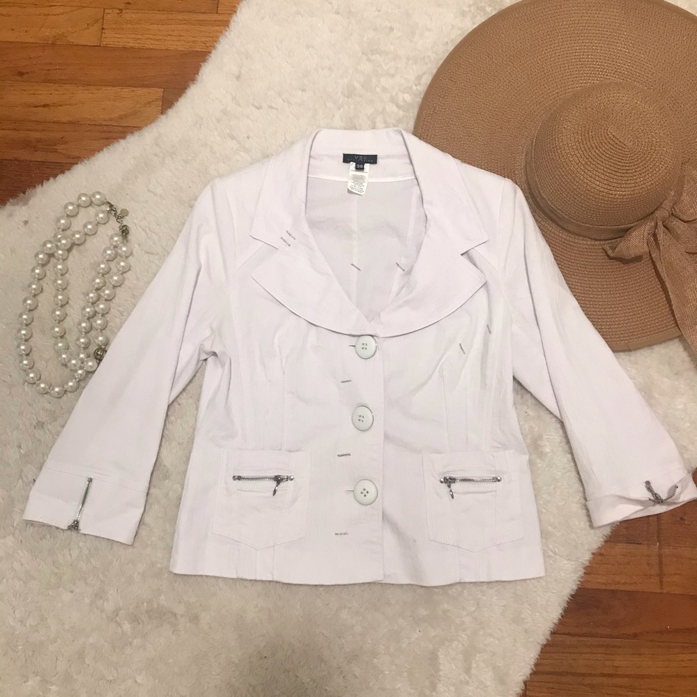 VEX White Cotton Stretch Blazer Long Sleeve 38